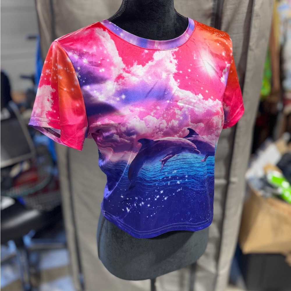 Vibrant Dolphin Print Women's Top